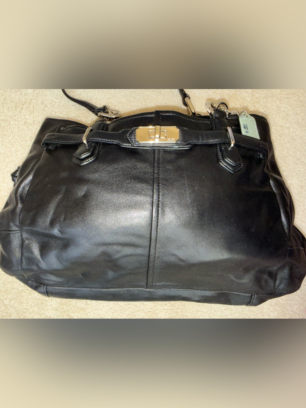 Coach Vintage Chelsea Jayden Black Leather Carryall Bag #17811 - Excellent! - Picture 14 of 15